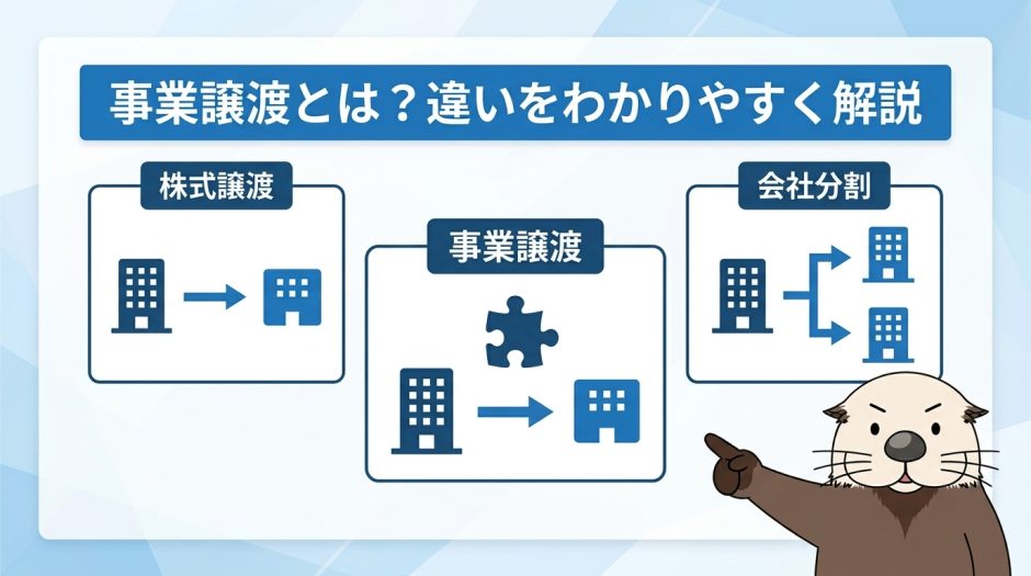 事業譲渡とは？株式譲渡・会社分割との違いをわかりやすく解説