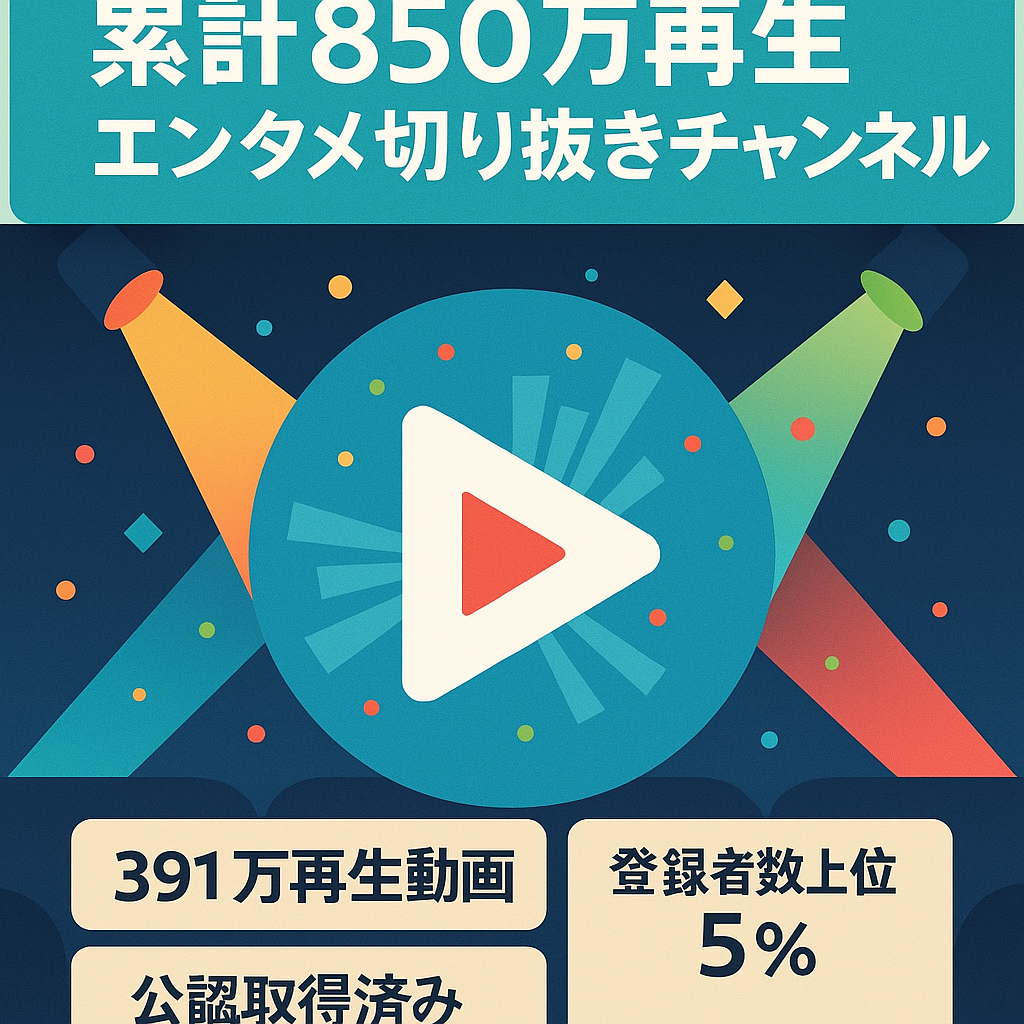 【累計850万回再生】エンタメ系・切り抜きチャンネル（YouTube）