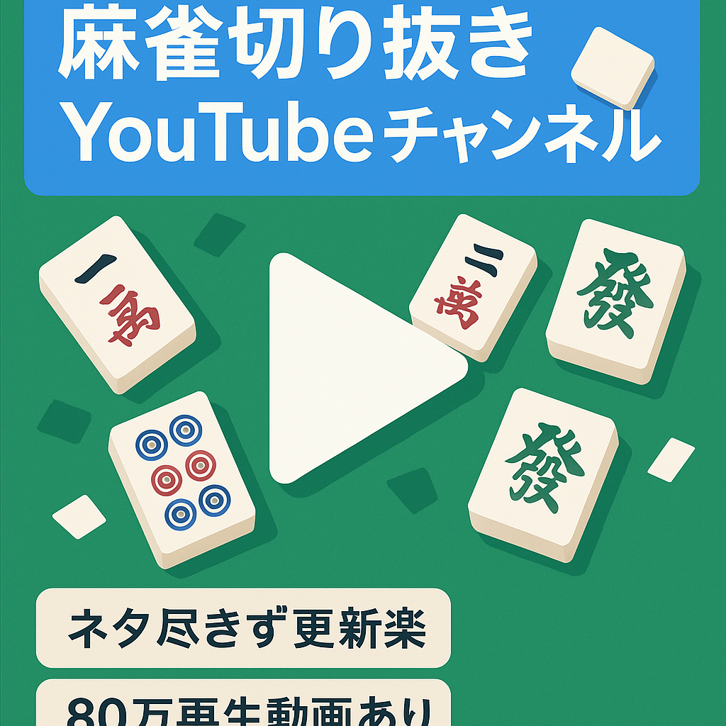 【YouTube登録者4000人以上・総再生回数750万越え】麻雀切り抜きチャンネル(訳あり)