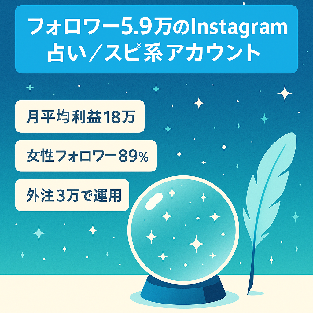 【Instagramフォロワー5.9万人】占い・スピ系アカウント【月利益平均18万円・過去最高利益96万円(2021.9)】