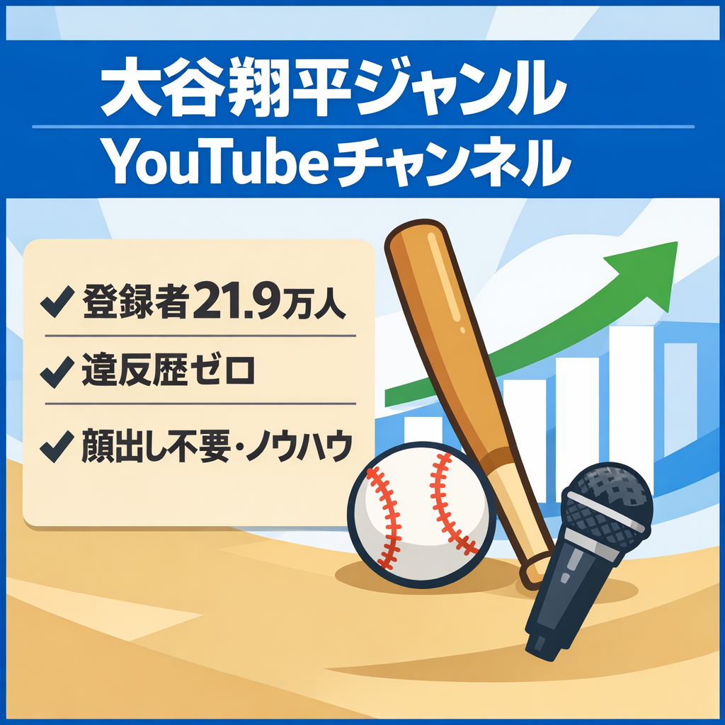 【登録者約21.9万人】需要の高い大谷翔平ジャンルのYouTubeチャンネル｜顔出し不要・運営ノウハウ共有可