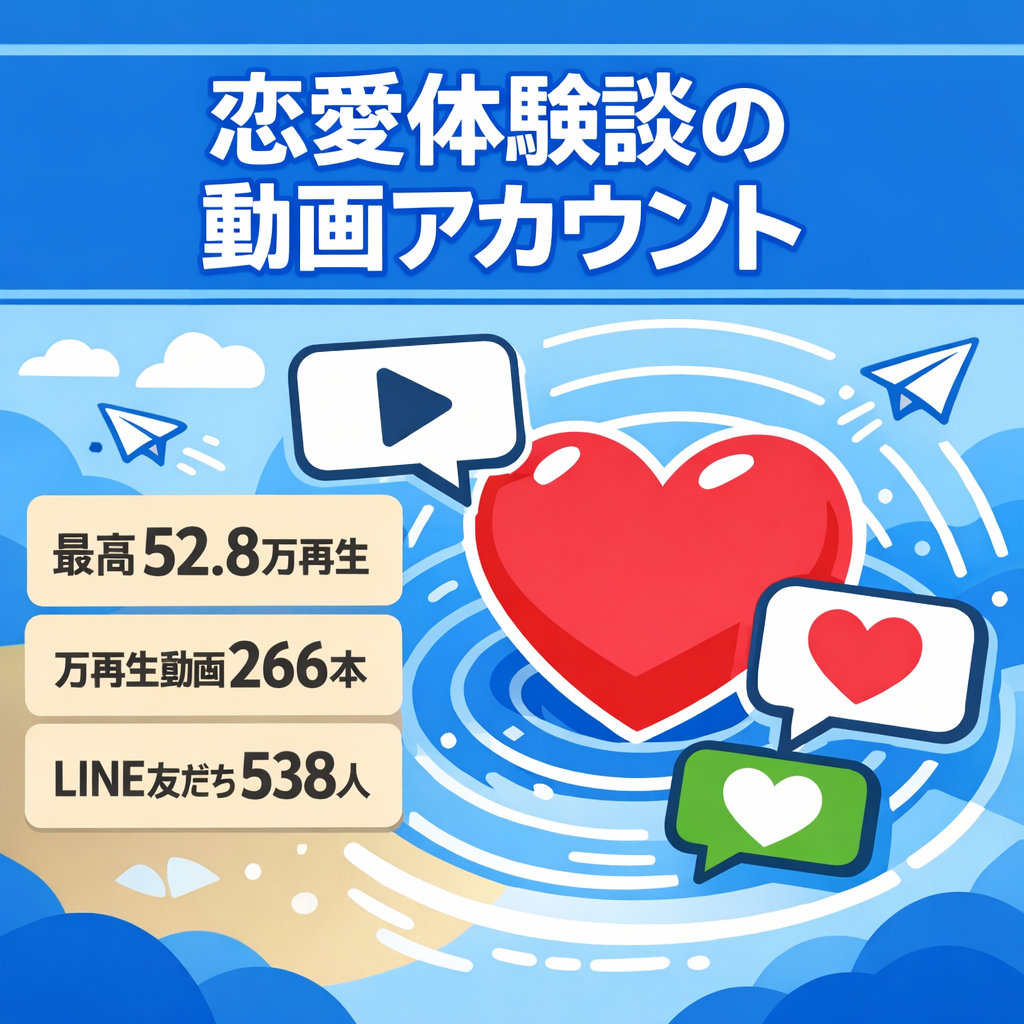 恋愛体験談ジャンル｜万再生266本 最高52.8万再生・LINE有効538人