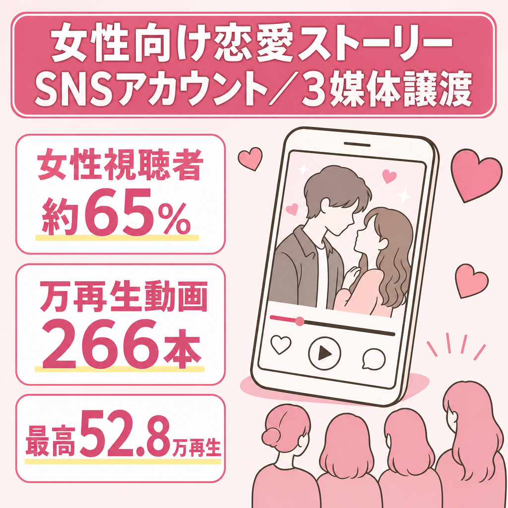 女性向け恋愛ストーリーSNS｜最高52.8万再生｜万再生266本