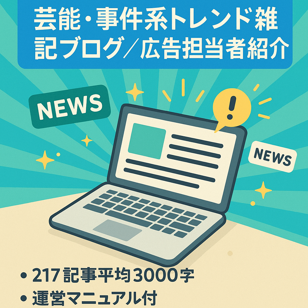 【広告担当者紹介あり、マニュアル付き】芸能系や事件系中心のトレンド雑記ブログ