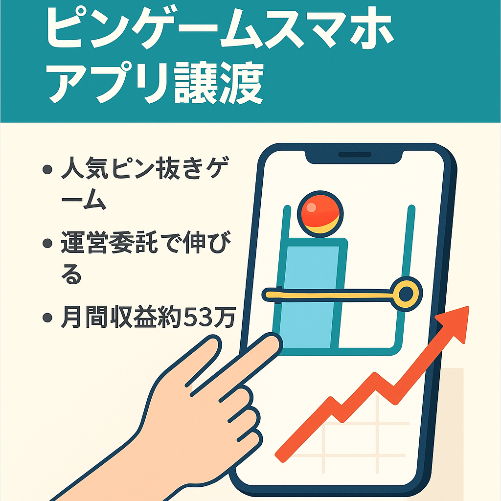 【運営委託可・月間収益約53万円・3ヶ月収益保証あり】世界的に有名なピンゲームスマホアプリの譲渡