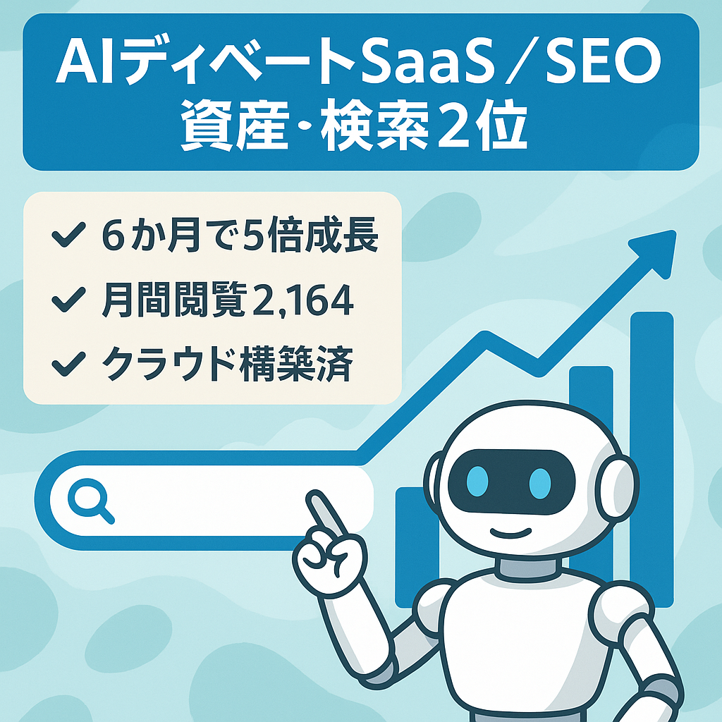 【SEO資産・検索2位】AIディベートSaaS｜6ヶ月で5倍成長｜Laravel/AWS構築