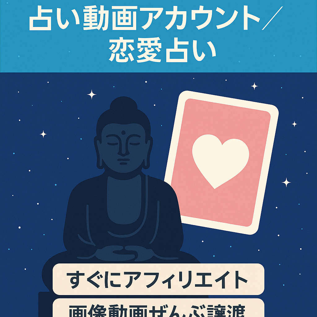 『占い大仏系・恋愛占い』【即アフィリエイト可】使いまわし動画で4.1万回再生！使用した画像、動画はすべてお渡しします！