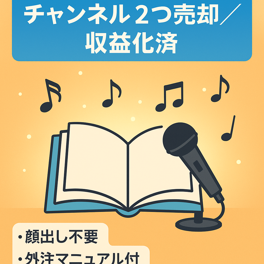 【収益化済】【感動朗読ジャンル】【合計総売上約300万円】YouTubeチャンネル2つ売却譲渡｜登録者1万人超え｜属人性なし顔出し不要｜低コストで完全フル外注可能