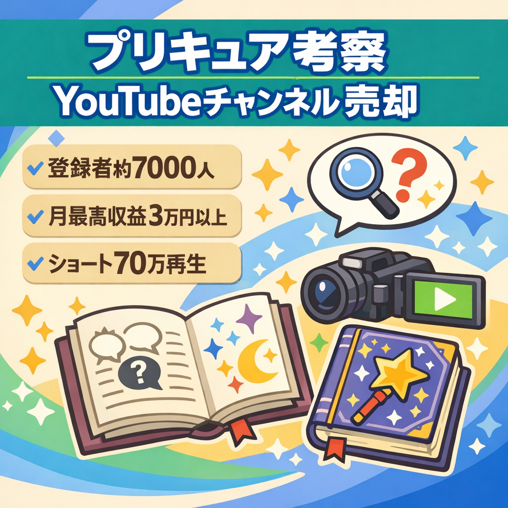 登録者数7000人間近のプリキュア考察チャンネルを売ります！