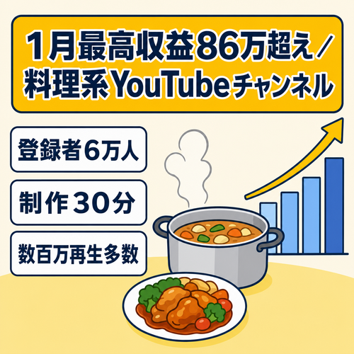 【登録者6万・ミリオン動画】１月の最高収益86万越え／顔出し声出しなしの料理系YouTubeチャンネル