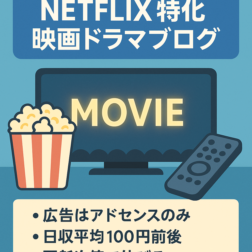 NETFLIXメインの映画ドラマブログ！平均￥100/日のアドセンス収益あり！