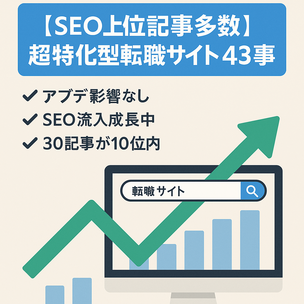 【SEO上位記事多数】超特化型転職サイト43記事