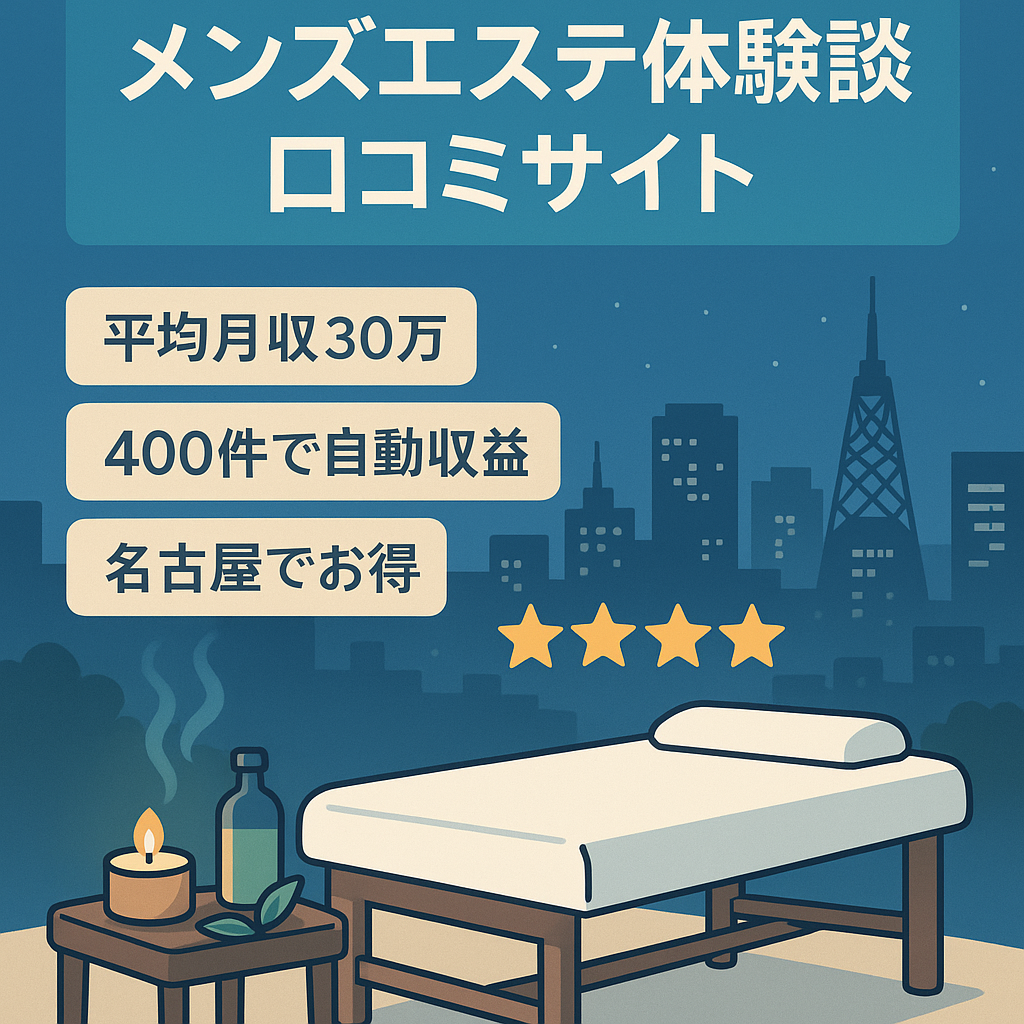 【メンズエステ体験談の投稿で平均月収30万円】大手口コミサイトで有料記事販売