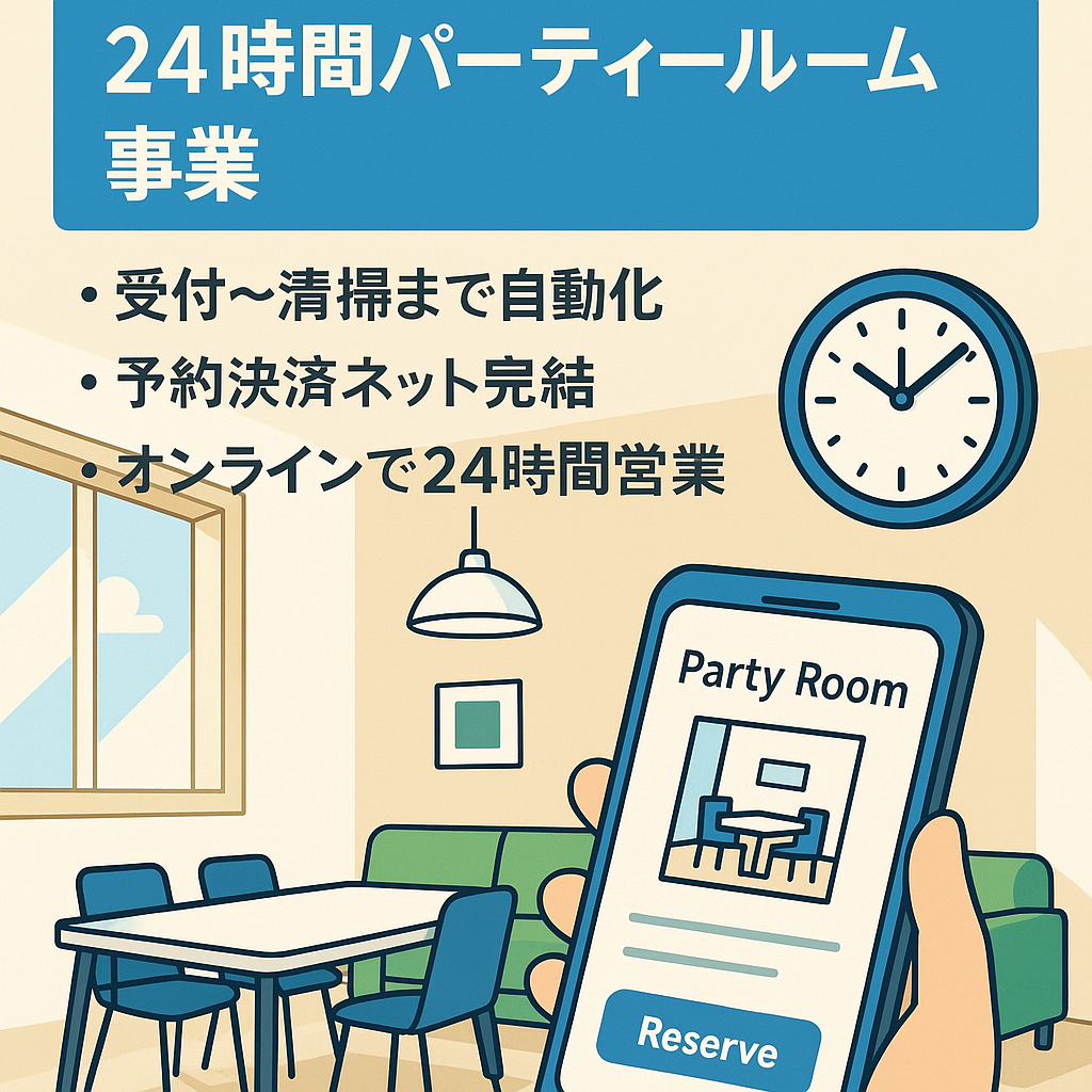 オンライン上で運営仕組み化｜名古屋駅徒歩5分｜24時間営業パーティールーム事業譲渡