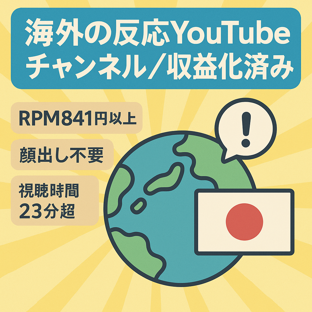 【属人性なし/収益化済み】流行りの日本称賛系（海外の反応）YouTubeチャンネル【平均視聴時間 23分以上】