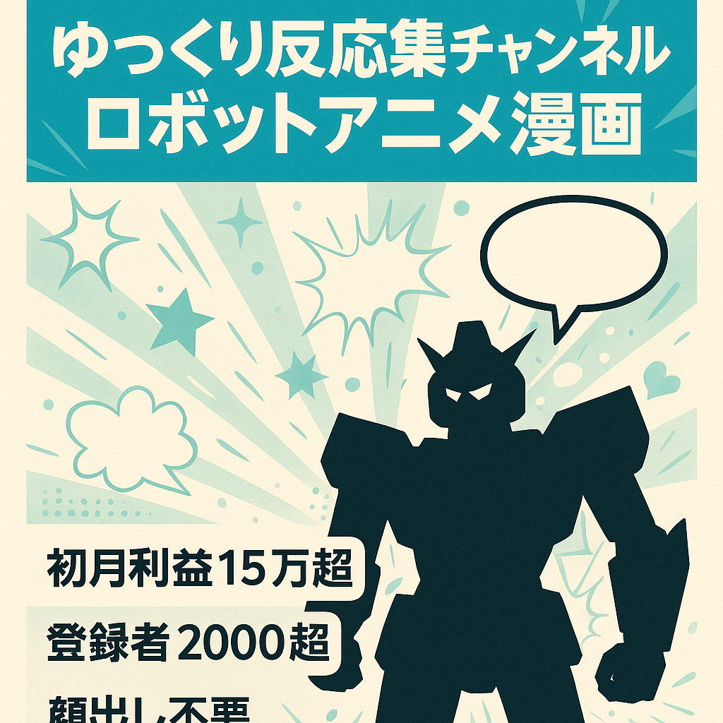 【初月利益15万以上】流行りのゆっくり反応集チャンネル、人気のロボットアニメ・漫画【開設1ヶ月で収益化、登録者数2000以上】