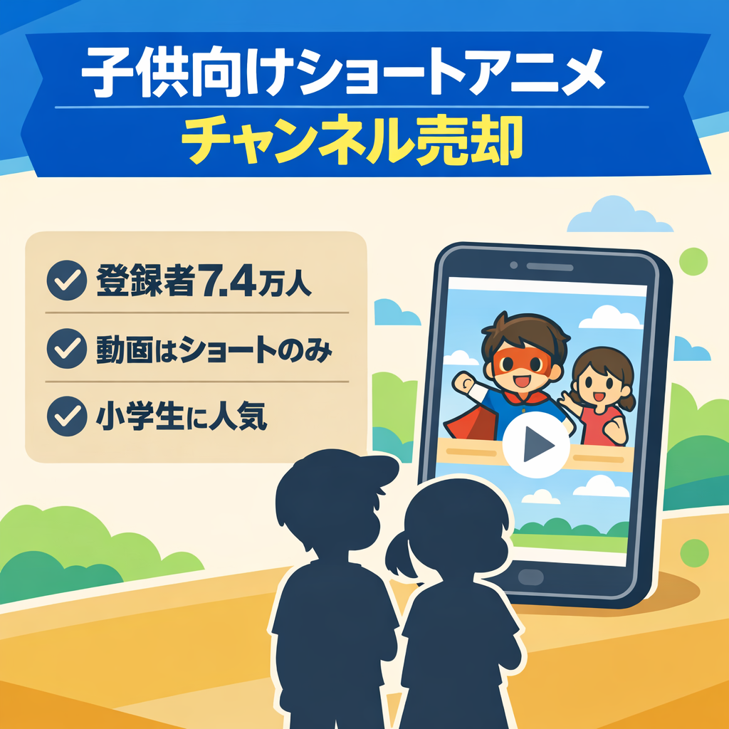 【登録者7.4万人】子供向けショートアニメチャンネルを売却します