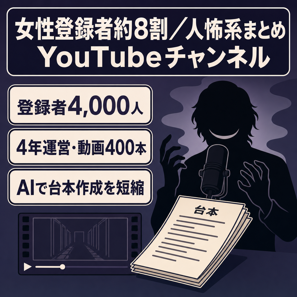 【女性登録者約８割】登録者4000人 Vyond人怖系まとめYoutubeチャンネル