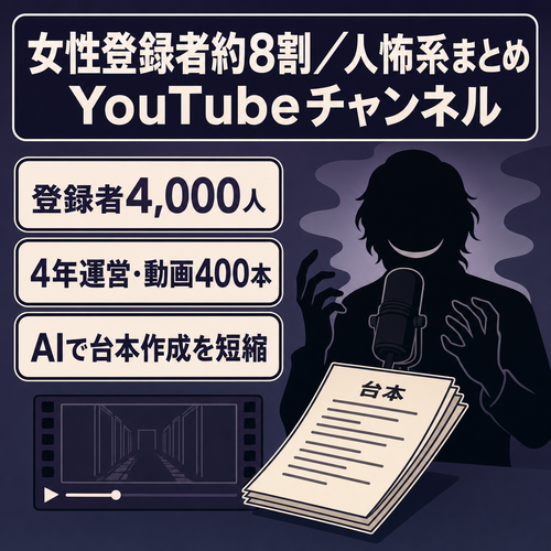 【女性登録者約８割】登録者4000人 Vyond人怖系まとめYoutubeチャンネル