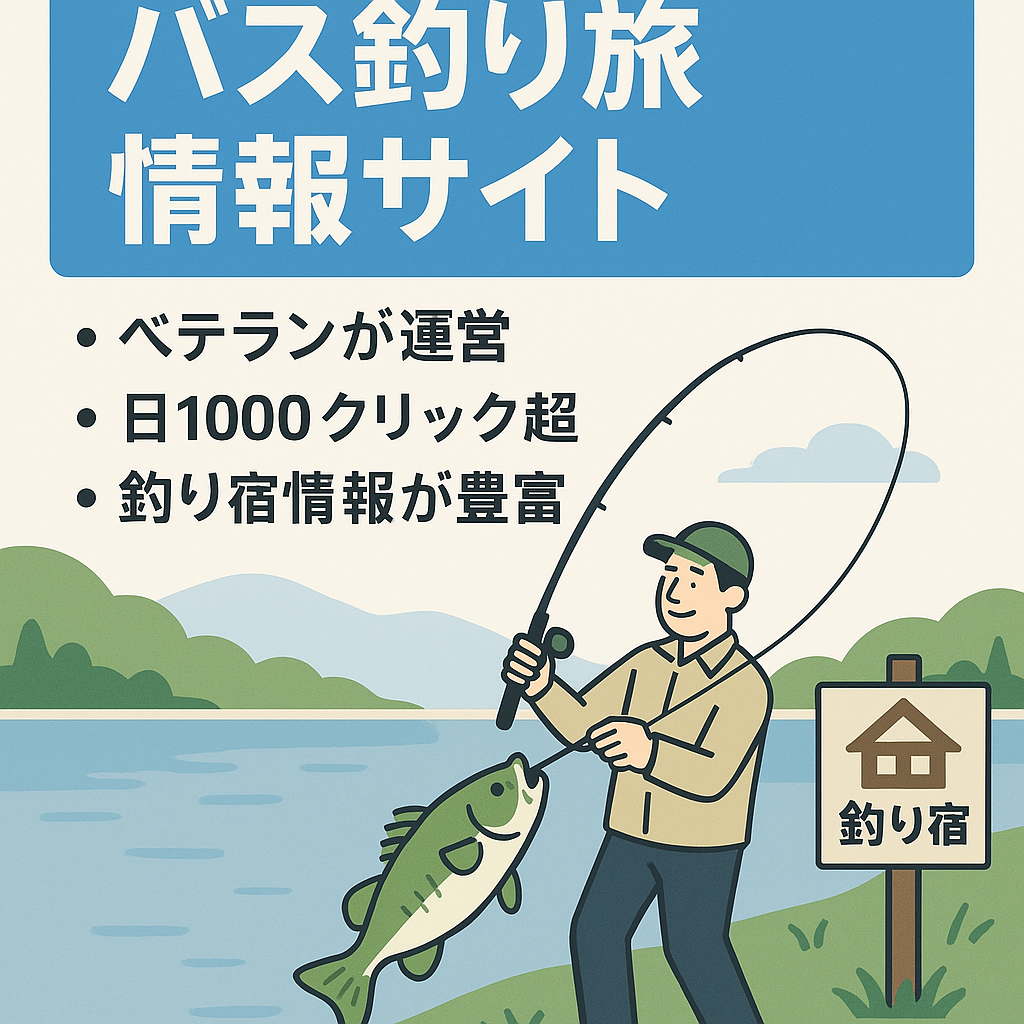 バス釣りのベテラン経験者が運営していたサイト。釣り人向けホテル、旅館など旅行系記事多め。釣具やエサなどのAmazon、楽天アフィリエイト掲載あり