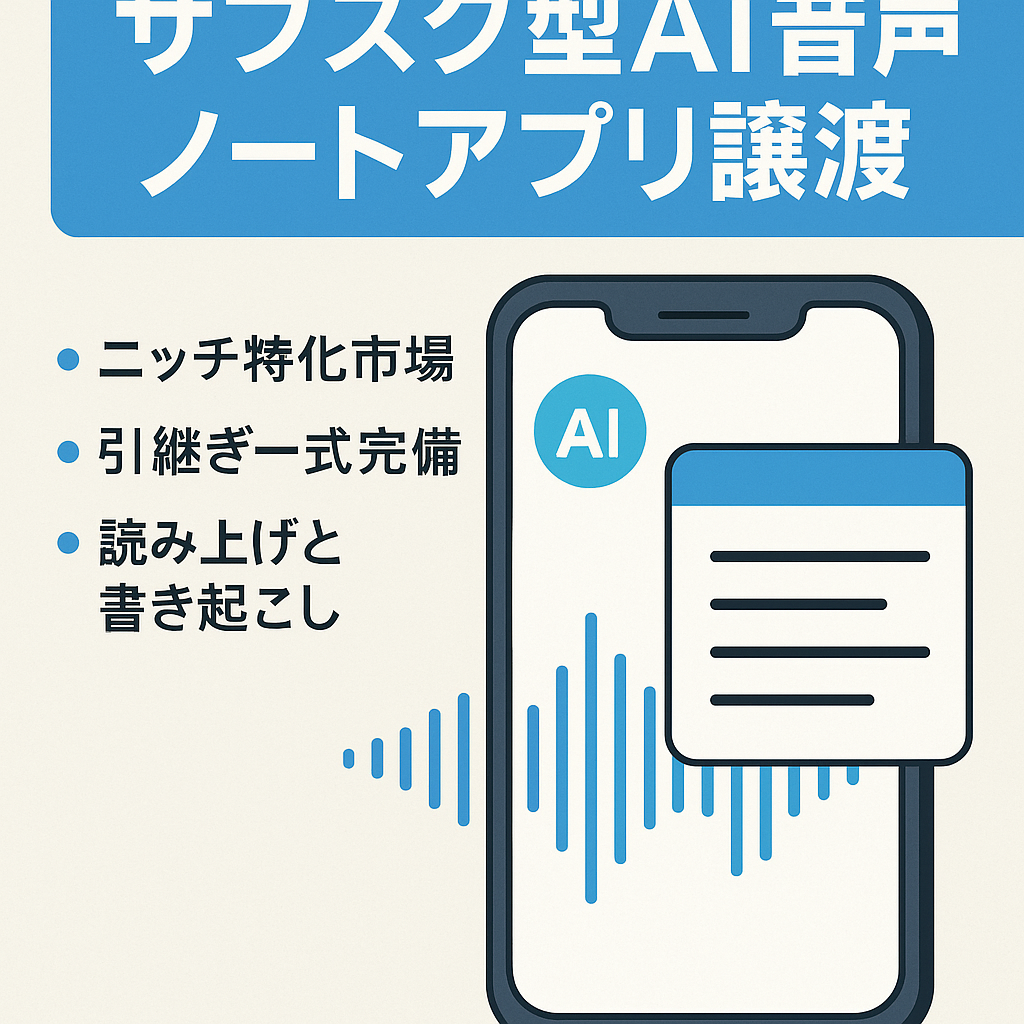 【AI技術を使った音声系アプリ】ニッチ領域特化のサブスク型スマホアプリの事業譲渡
