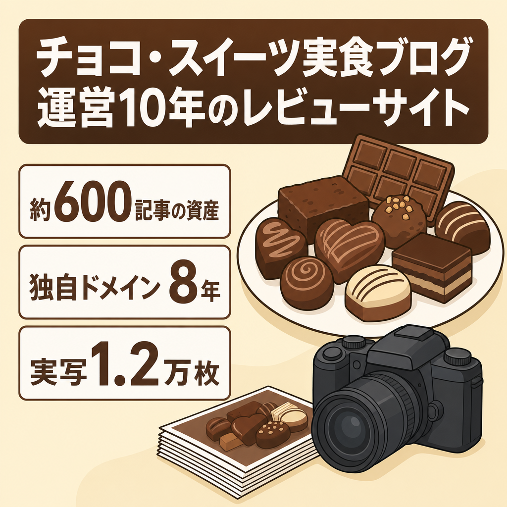 【運営10年】チョコ・スイーツ実食ブログ｜独自ドメイン8年・写真1万枚｜健康飲料記事で16ヶ月1位
