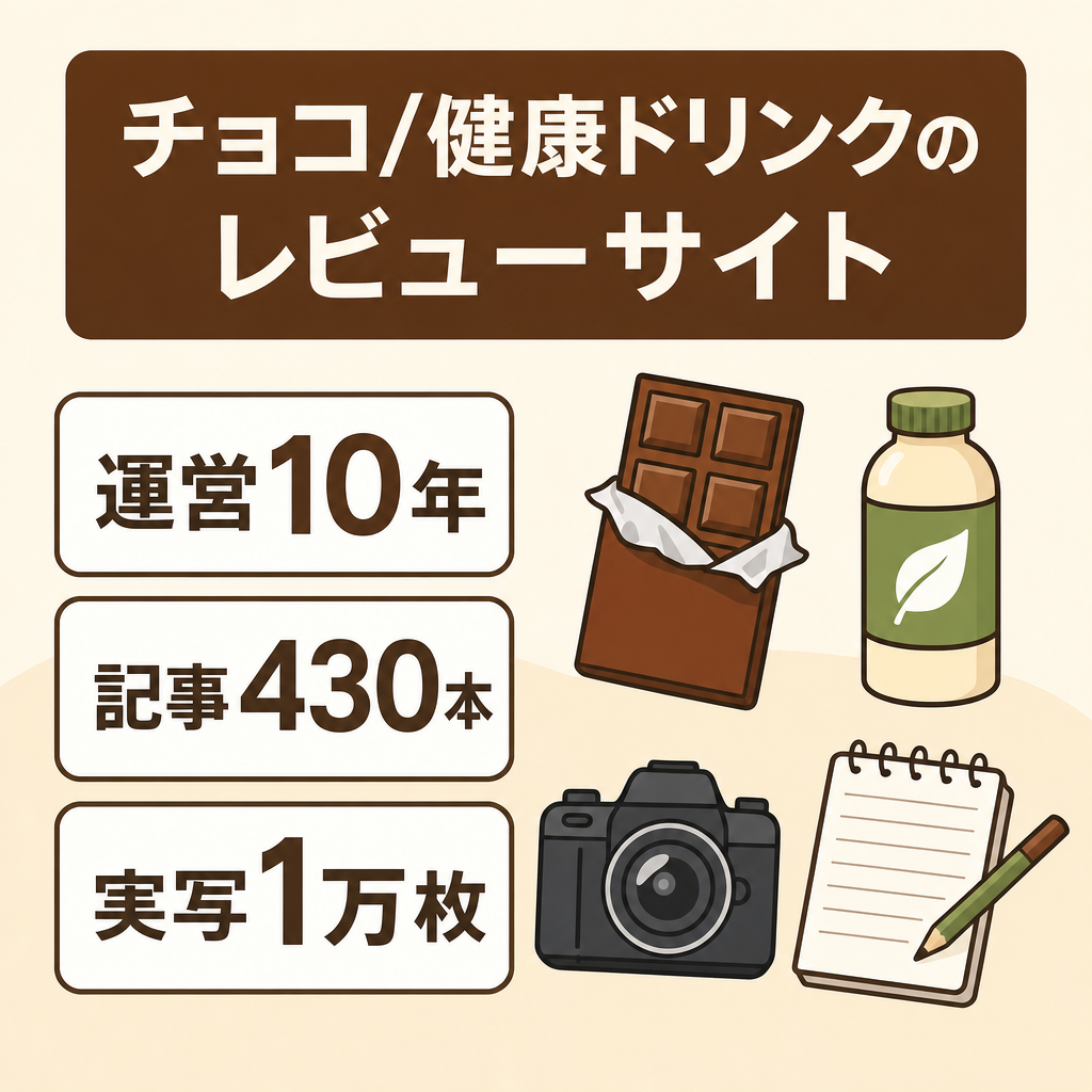 【10年運営】チョコレート・健康志向ドリンクレビューサイト｜約430記事・実写画像約1万枚
