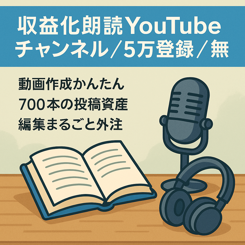 【収益化済/登録者5万人以上】顔出し不要の朗読YouTubeチャンネル【編集誰でも簡単/フル外注も可能】