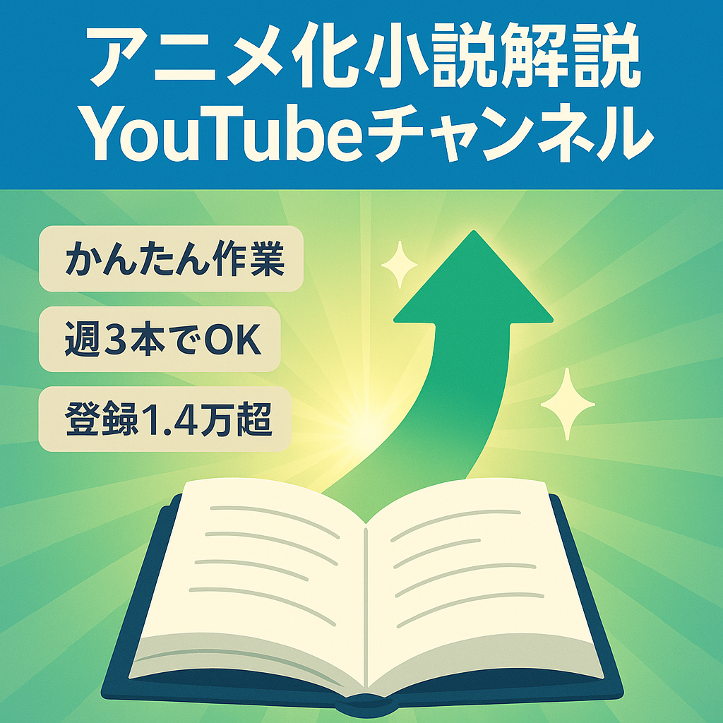 【11月,12月連続収益100万越え達成】大人気アニメ化小説の解説ch【早い者勝ち/登録者約1.4万】