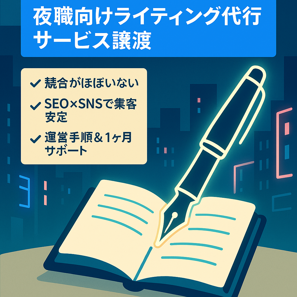 【運用サポート有】夜職業界に特化したライティング代行サービス｜ライバル不在&リピーター多数で安定収益