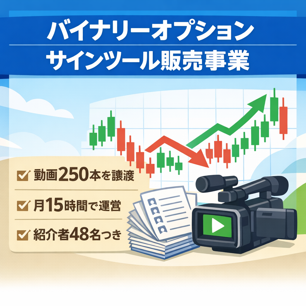 【価格交渉大歓迎】バイナリーオプション・サインツール販売事業｜動画250本・リスト譲渡