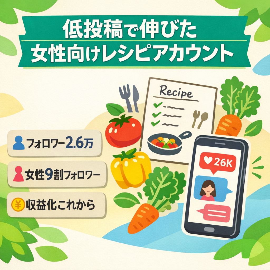 【フォロワー2.6万人】女性比率9割！低投稿数で急成長したレシピアカウント