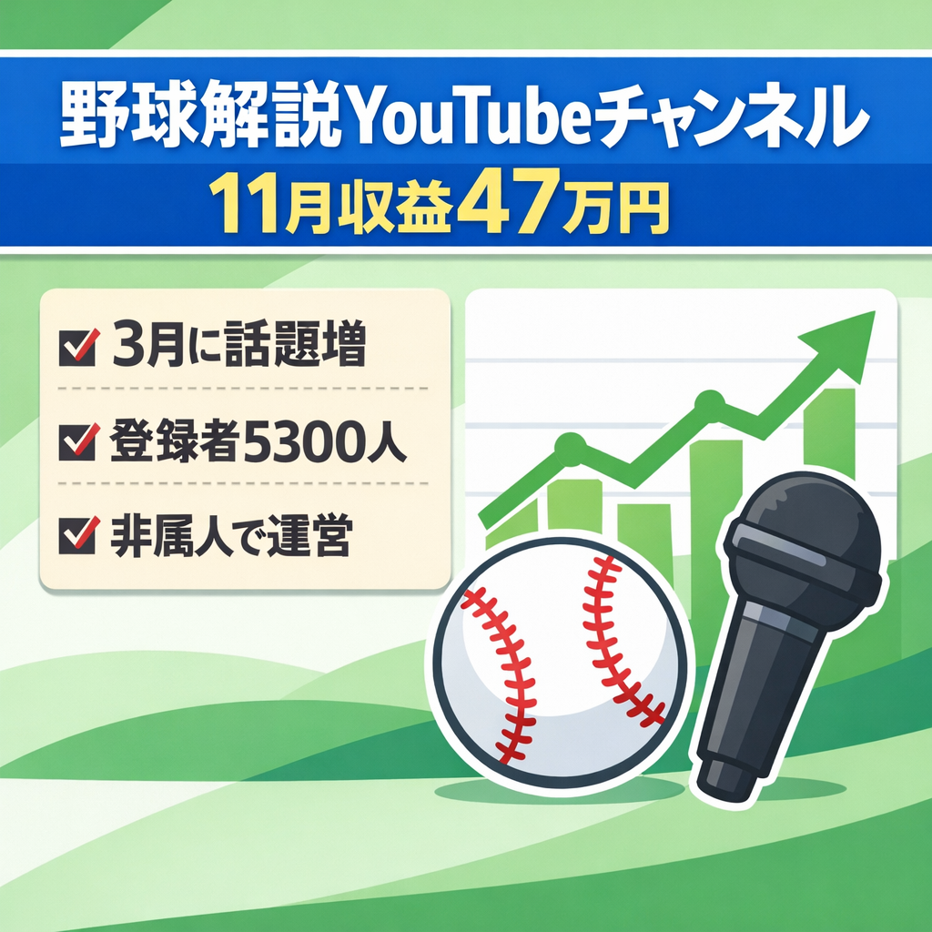 【最終値下げ/3月WBC&MLBシーズン開幕/11月収益47万円】野球解説系・大谷翔平賞賛系YouTubeチャンネル