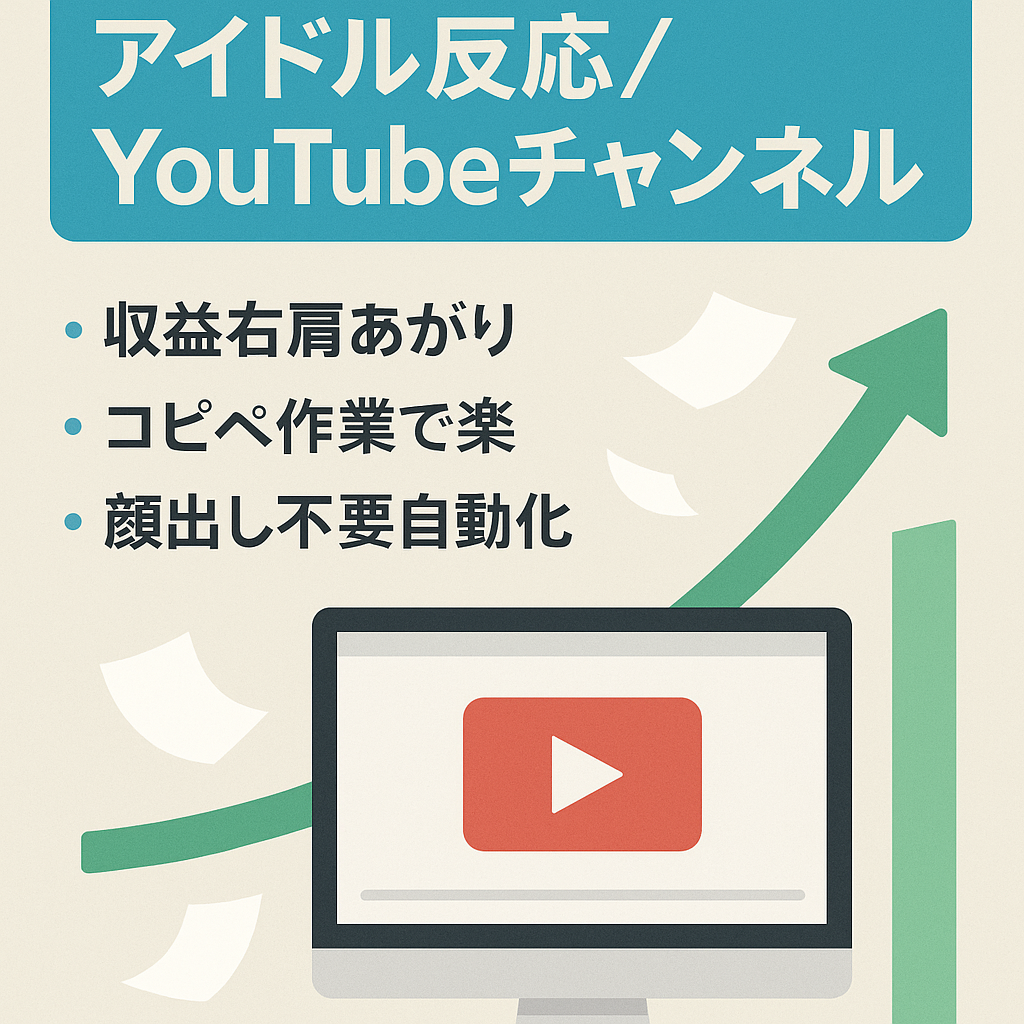 【コピペで簡単・先月収益35万円越え】某アイドルグループの反応YouTubeチャンネル・登録者数3000人以上【収益も右肩上がり】