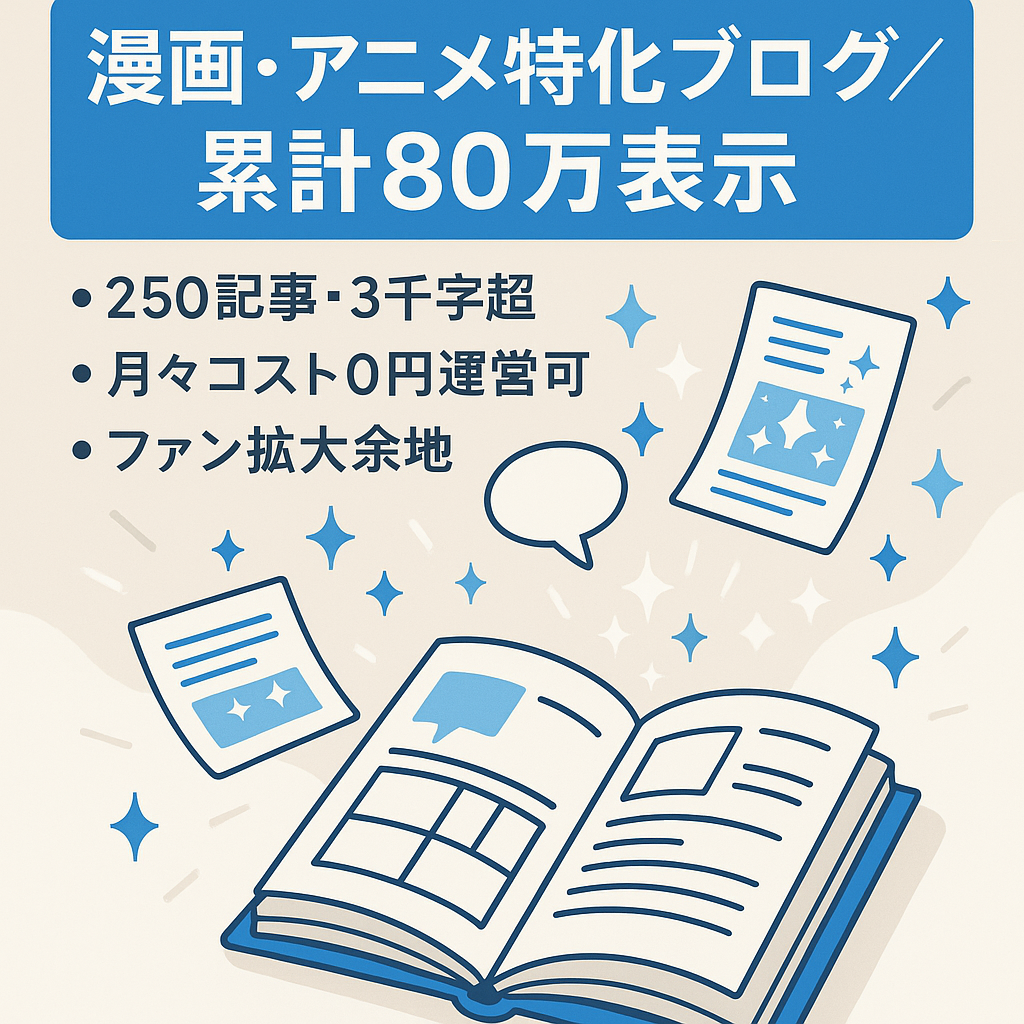 【直近3ヶ月表示回数合計80万】漫画・アニメに関するキーワード特化ブログ