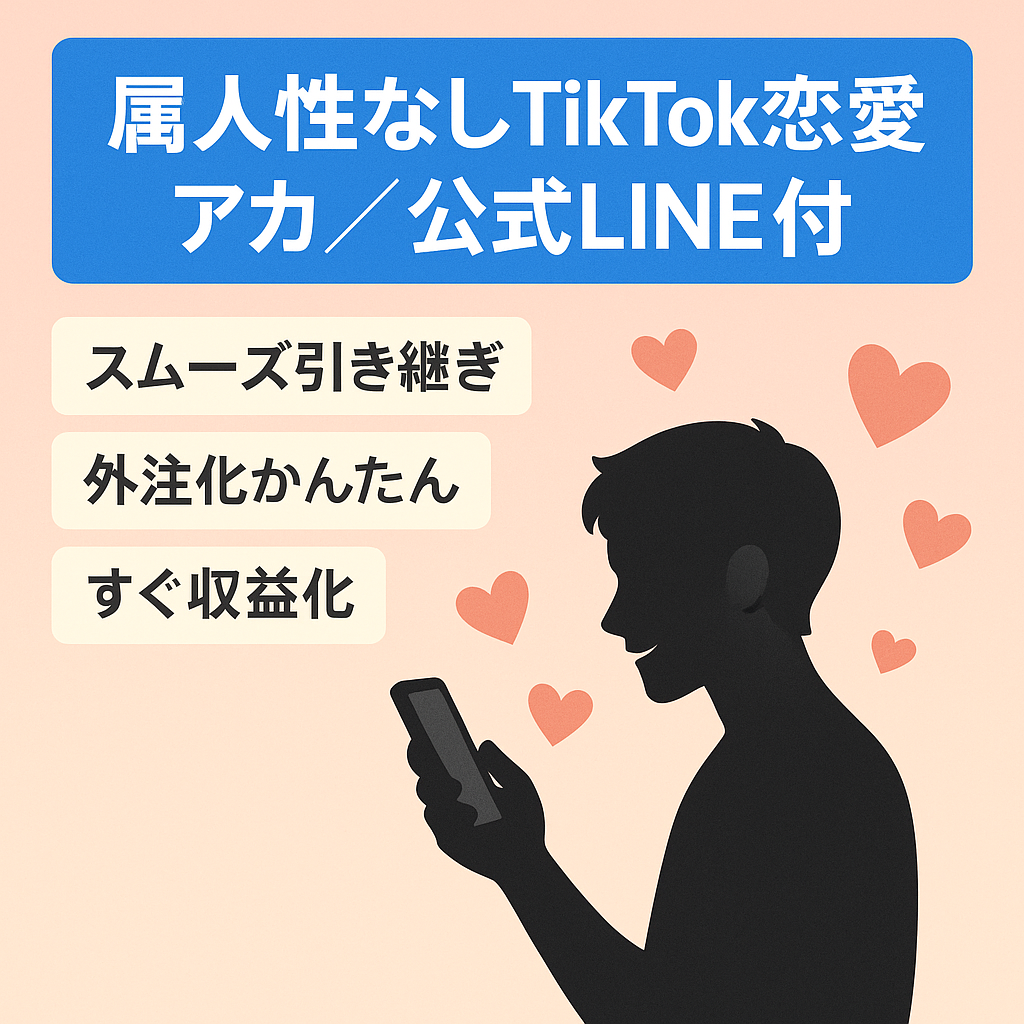 【早い者勝ち】属人生なし　TikTok　恋愛アカウント  流入先の公式LINE（エルメ）もセット