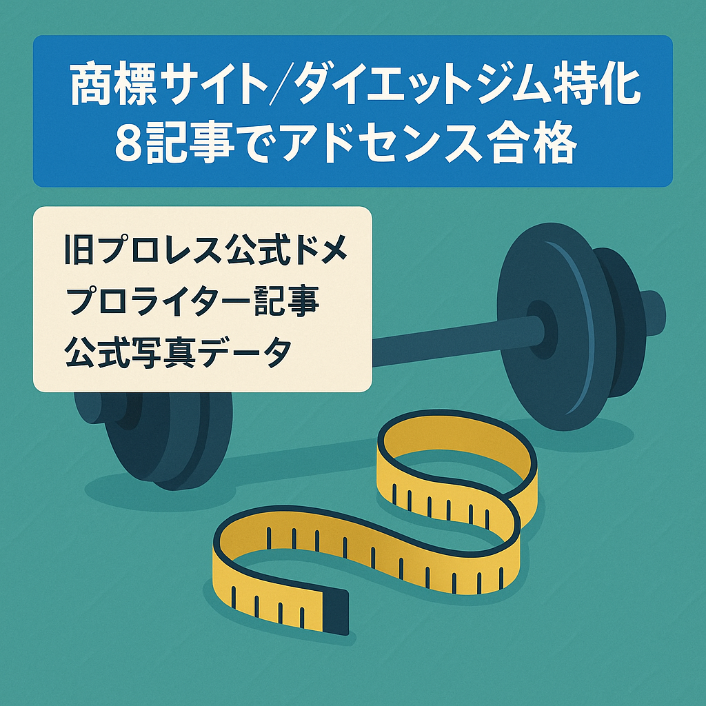 【8記事でグーグル・アドセンスに合格！】人気のダイエットジムに特化した商標サイトです。