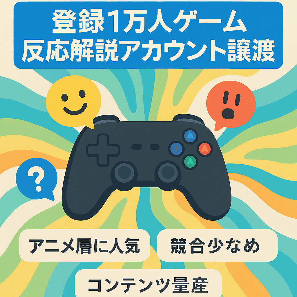 【登録者数1万人越え↑】大人気ゲームの反応集・解説チャンネルアカウント譲渡！