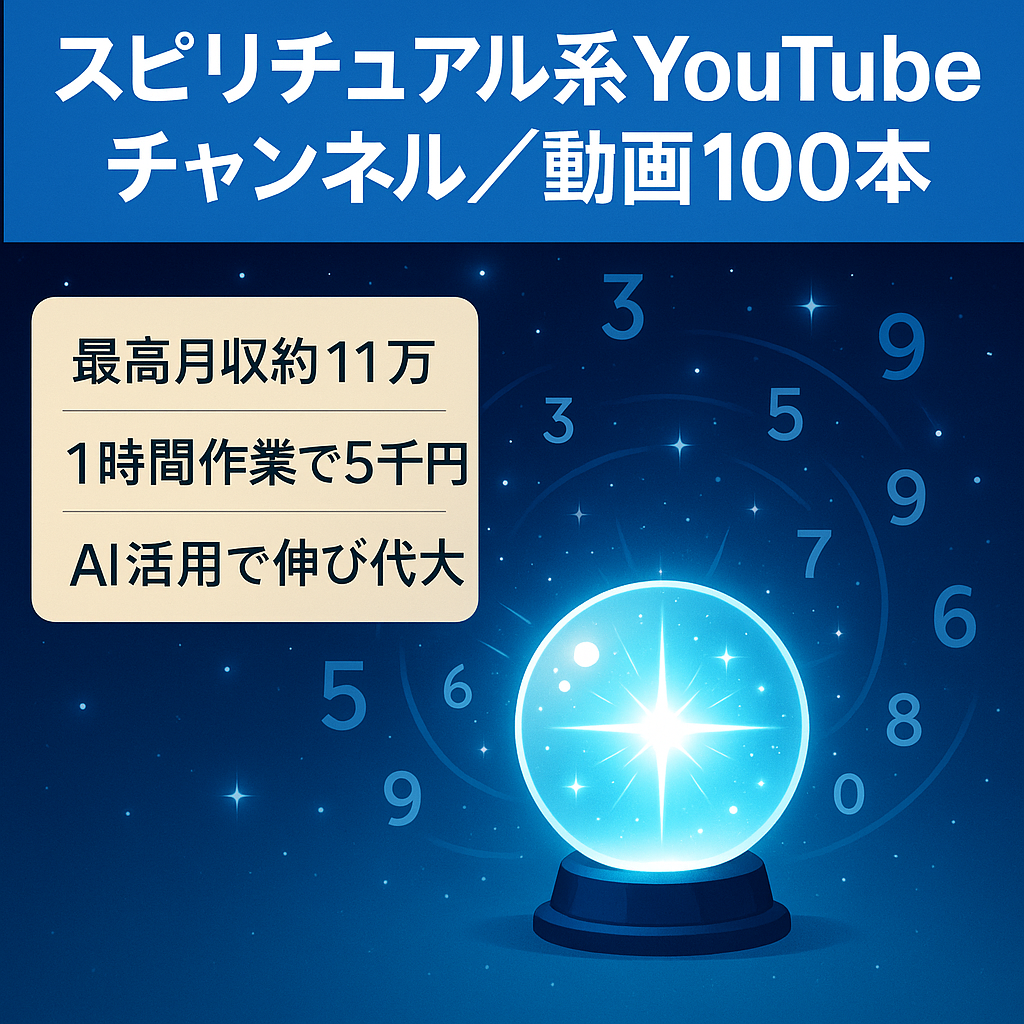 【最高月収約11万円】動画100本以上投稿済み｜登録者5,000人スピリチュアル系YouTube運用次第で伸び代大