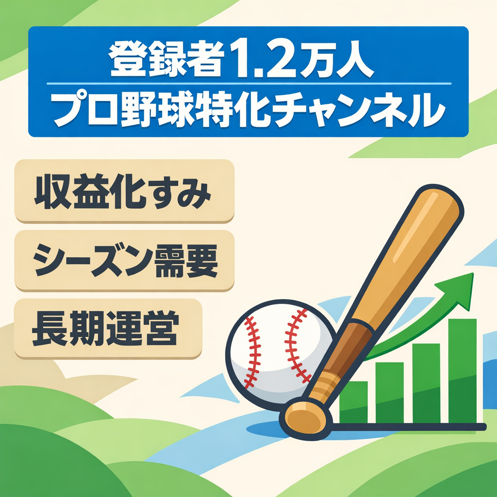 【CH登録者1.2万人】プロ野球開幕！収益化済プロ野球特化チャンネル