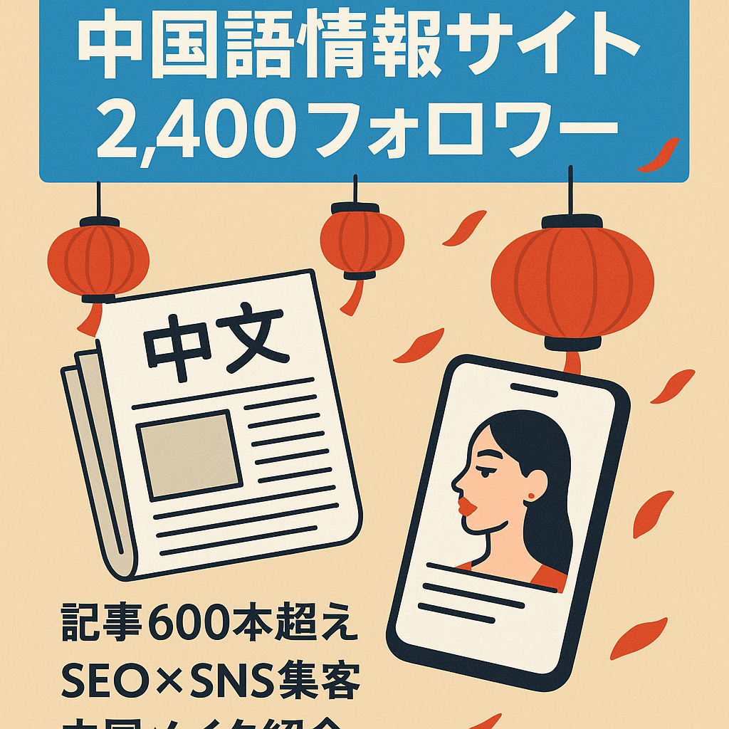 【instagramフォロワー数2,400人以上】SEO・SNS両軸で集客できる中国語情報サイト