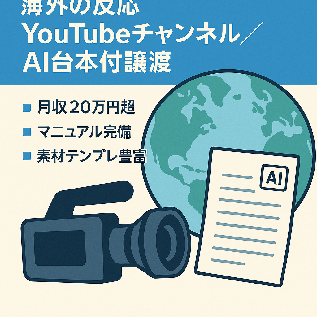 【最終値下げ】月収益20万円以上！｜マニュアルあり・台本制作のAIプロンプト譲渡｜海外の反応YouTubeチャンネル