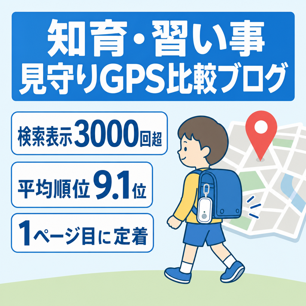 【検索表示3,000回超/平均順位9.1位】継続需要の高い知育・習い事GPS比較ブログ
