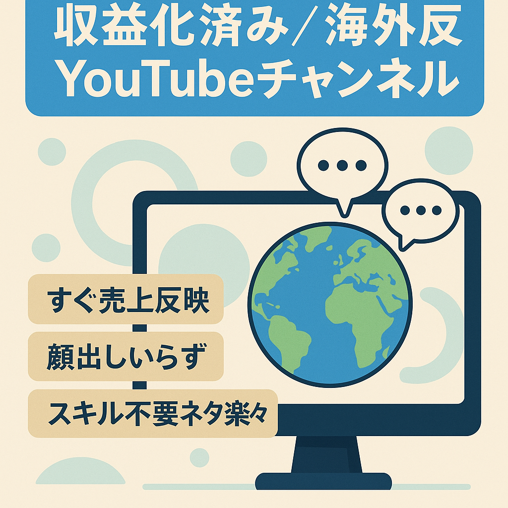 【即マネタイズ可】収益化済み海外反応系Youtubeチャンネル【顔出し不要】