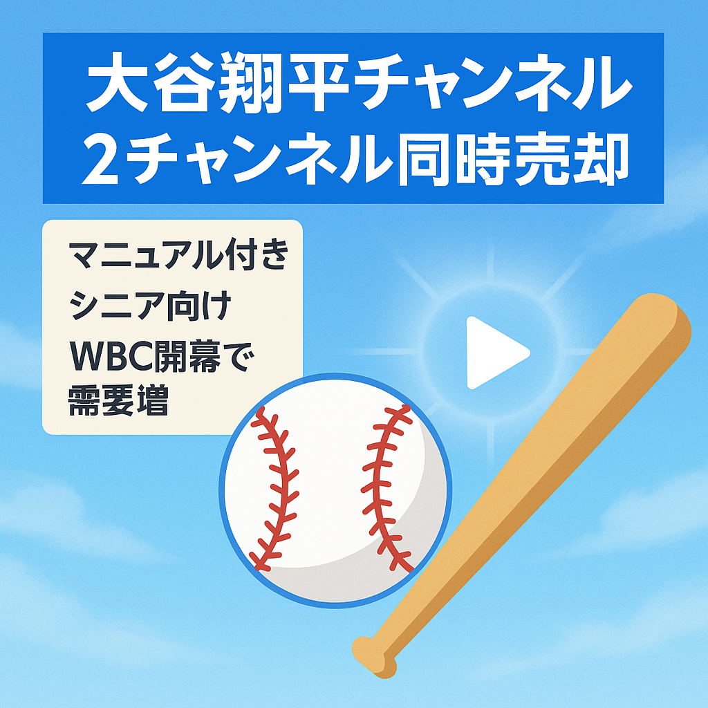 【大谷翔平チャンネルを2チャンネル同時に売却】大谷翔平選手に特化したチャンネルです。【顔出し不要/非属人/AIを使って作成】