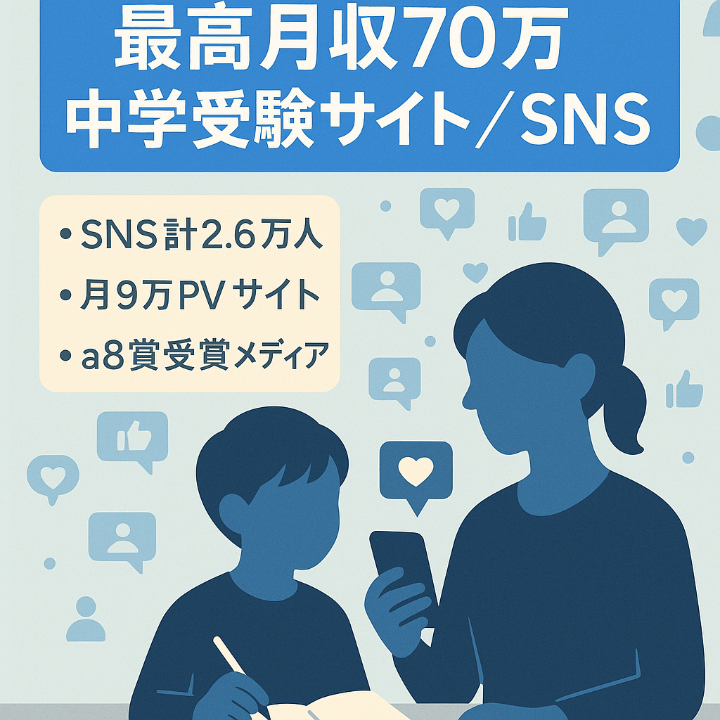 【最高月収70万円】子どもの教育系サイト(最高9万PV )＋SNS総フォロワー2.6万人アカウント