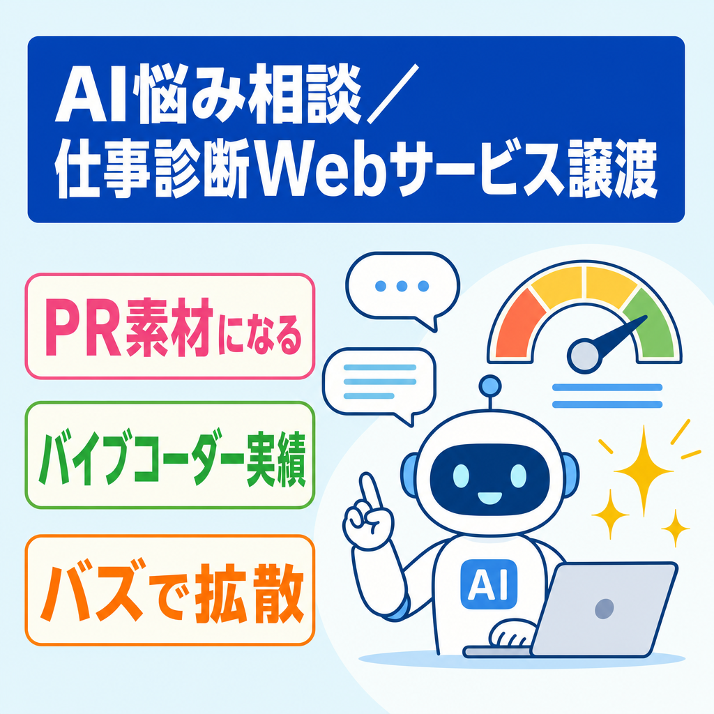【エンターテイメント系 AIアプリ】「AI悩み相談Webサービス」「AIでお仕事なくなるの？診断サービス」２つのシステム一式を譲渡します。。