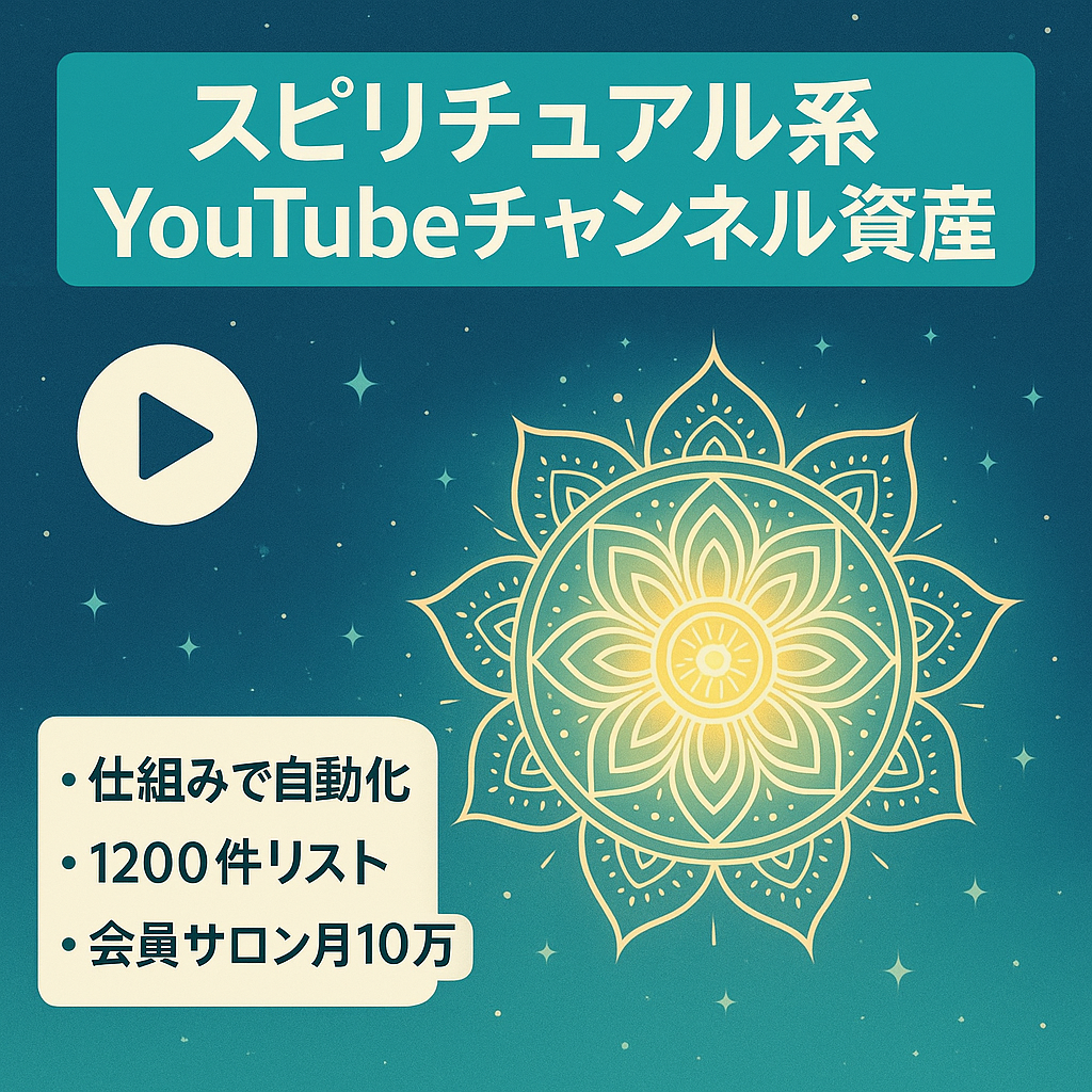 【登録者2万人スピリチュアル系YouTube】広告56万＋講座60万＋月額サロン10万=最高月収126万円｜収益導線付きYouTube資産