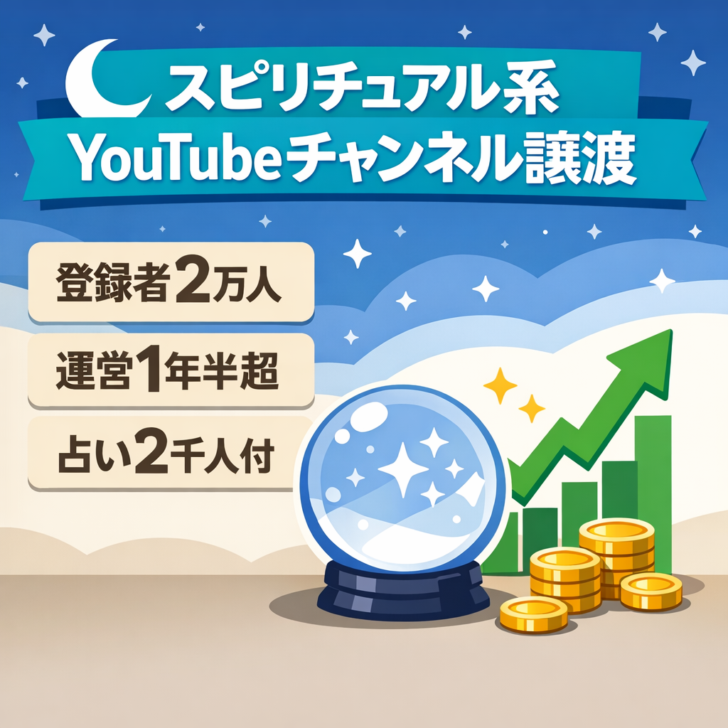 【登録者2万人スピ系】収益化済みチャンネル／月収4.5万円の実績／運営体制の引き継ぎもスムーズな完成されたアカウント/新規事業への注力につき譲渡致します