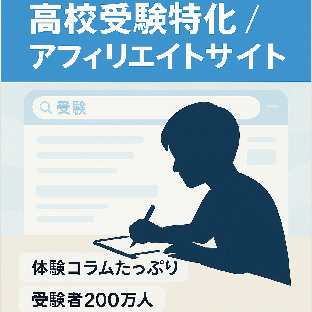 Google等の検索エンジンからの流入が大多数をしめる（Twitterからも集客あり）、高校受験に特化したアフィリエイトサイトです。